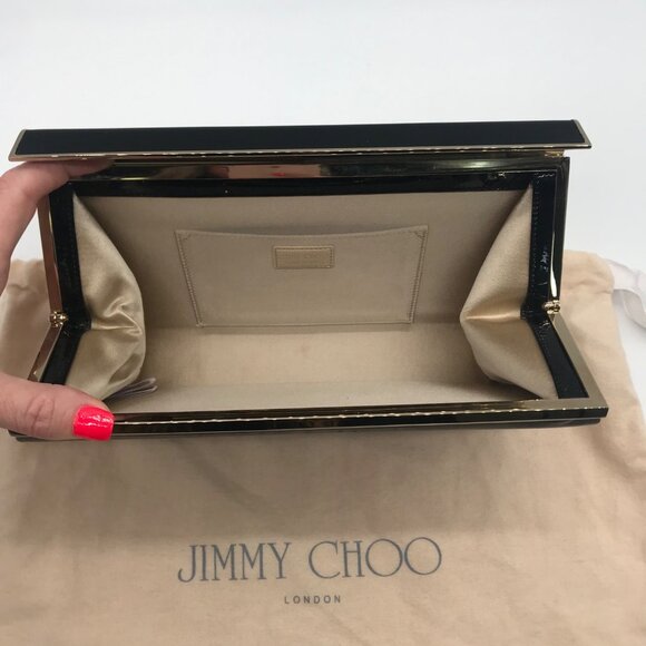 Jimmy Choo Black Patent Leather Cayla Clutch - Picture 11 of 11